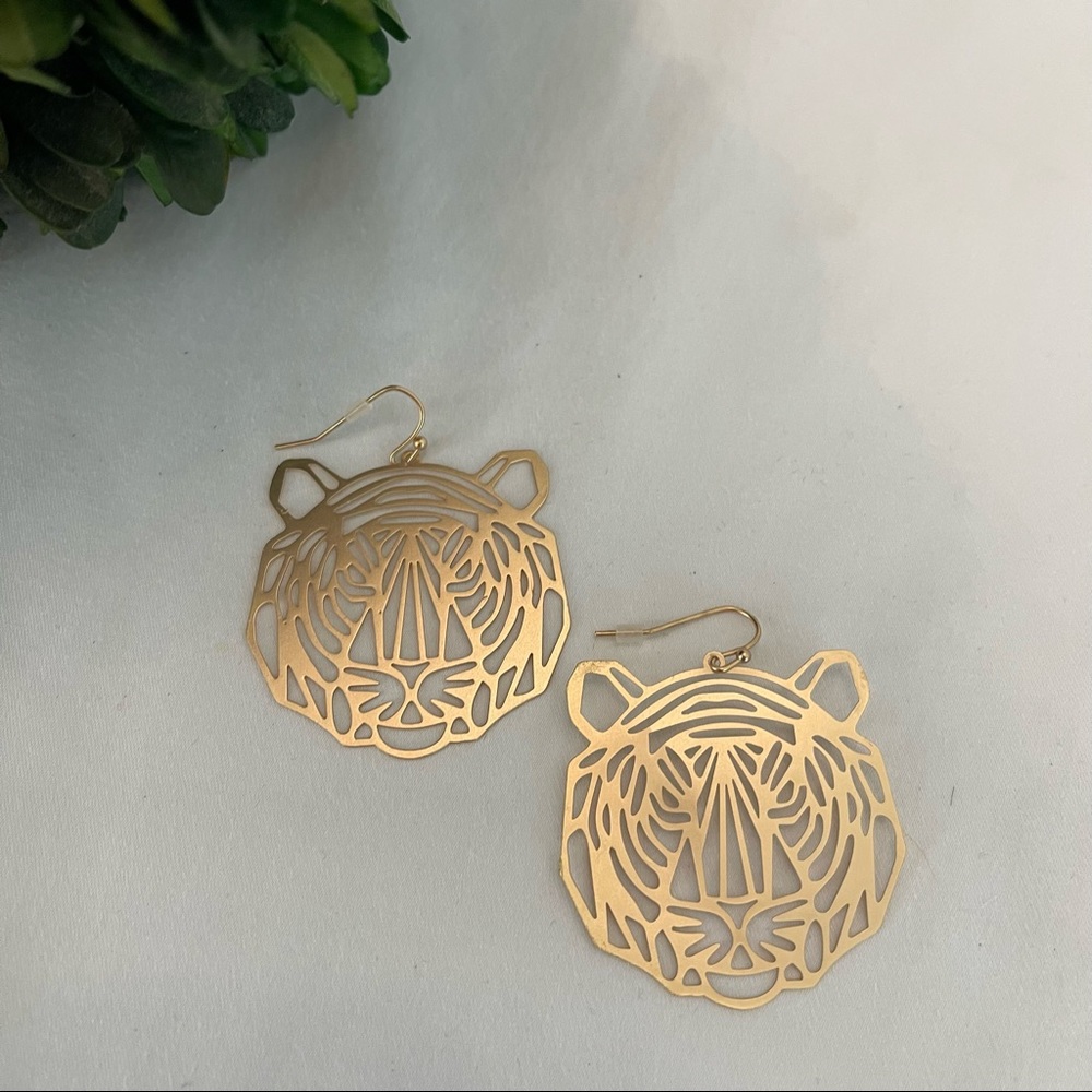Tiger Earrings Gold Clemson